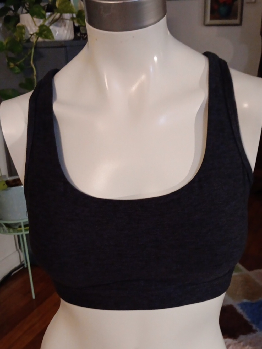 Athletic Works Dark Gray Strappy Sports Bra - Comfort Support